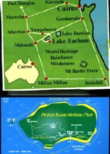 map showing Chambers Rainforest Lodge and Fitzroy Island, Australia