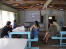 M.J.s Marine Biology lecture, Tobacco Caye, Belize.  C. Yorke
