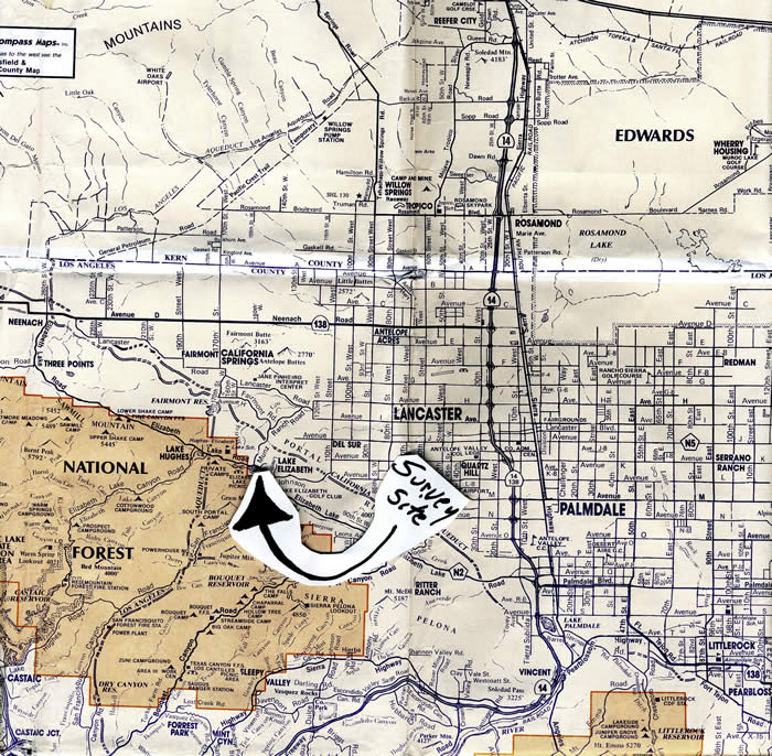 Area map showing location of survey site: Elizabeth Lake. © Compass Maps 